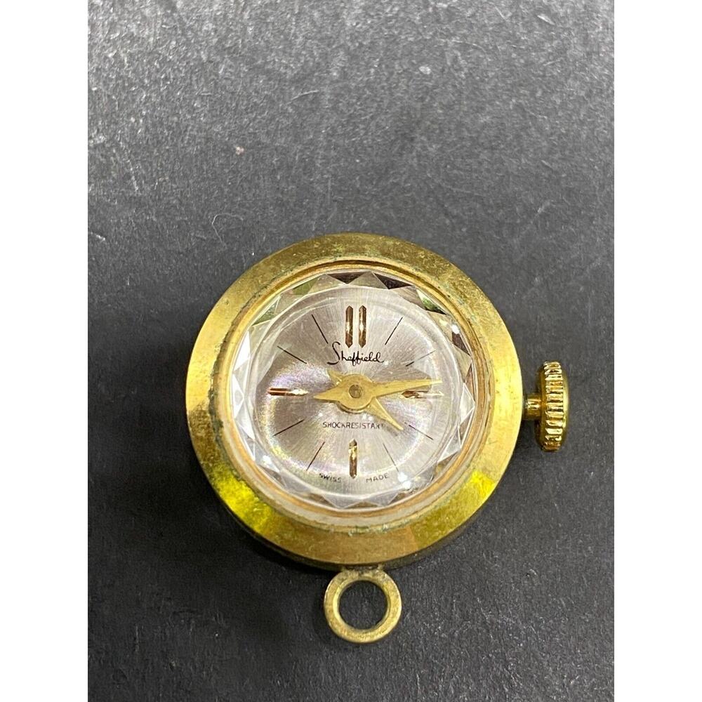 Sheffield Swiss Made Pendant Watch Gold Tone Manual Wind Up Shock Resistant